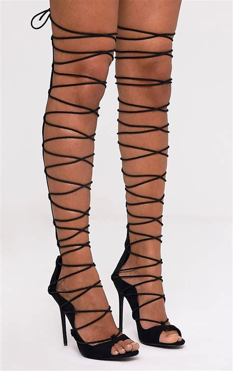 thigh high lace up sandals|lace back thigh high boots.